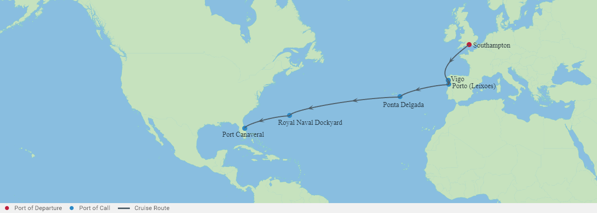Itinerariu Croaziera Transatlantic - Celebrity Cruises - Celebrity Apex - 13 nopti