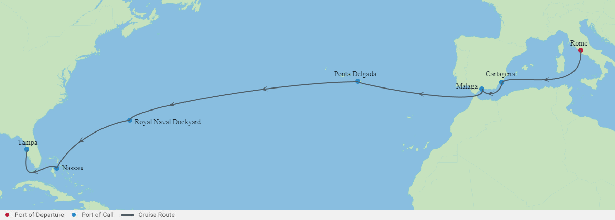 Itinerariu Croaziera Transatlantic - Celebrity Cruises - Celebrity Constellation - 16 nopti
