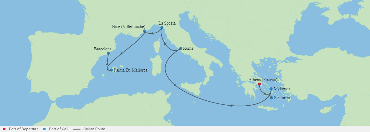 Itinerariu Croaziera Athena spre Barcelona - Celebrity Cruises - Celebrity Eclipse - 10 nopti