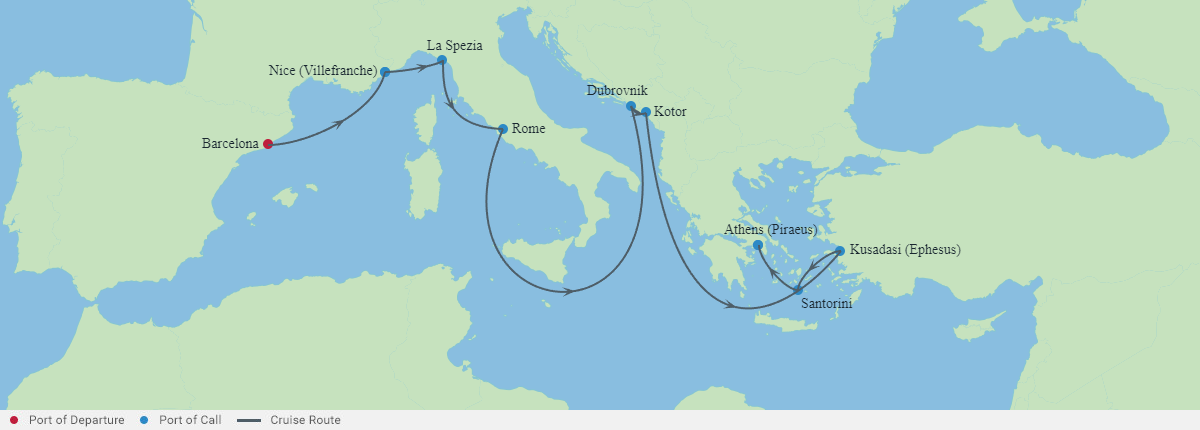 Itinerariu Croaziera Barcelona spre Athena - Celebrity Cruises - Celebrity Eclipse - 11 nopti