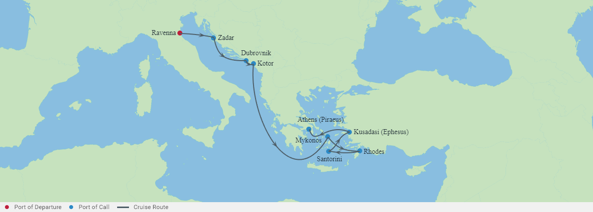 Itinerariu Croaziera Ravenna spre Athena - Celebrity Cruises - Celebrity Eclipse - 10 nopti