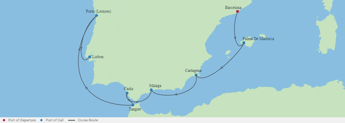 Itinerariu Croaziera Barcelona spre Lisabona - Celebrity Cruises - Celebrity Equinox - 8 nopti
