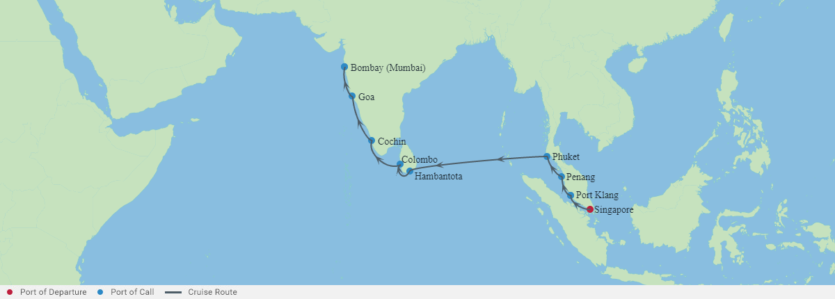 Itinerariu Croaziera Singapore spre Mumbai - Celebrity Cruises - Celebrity Millennium - 14 nopti