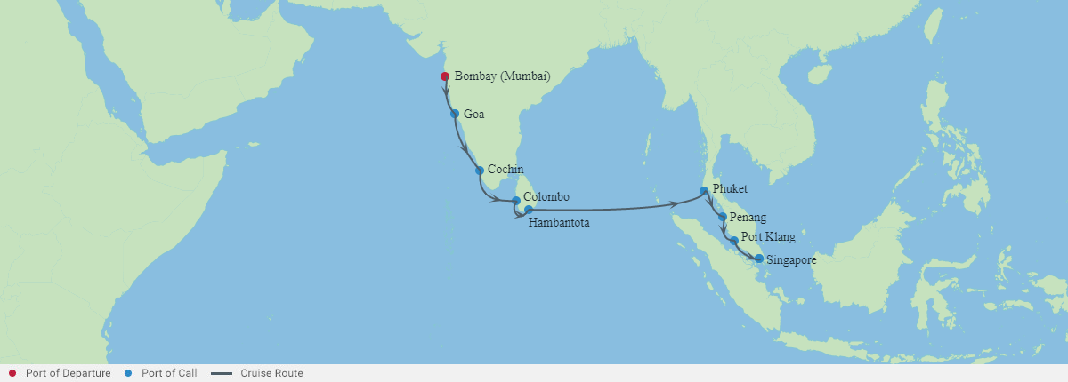Itinerariu Croaziera Mumbai spre Singapore - Celebrity Cruises - Celebrity Millennium - 13 nopti