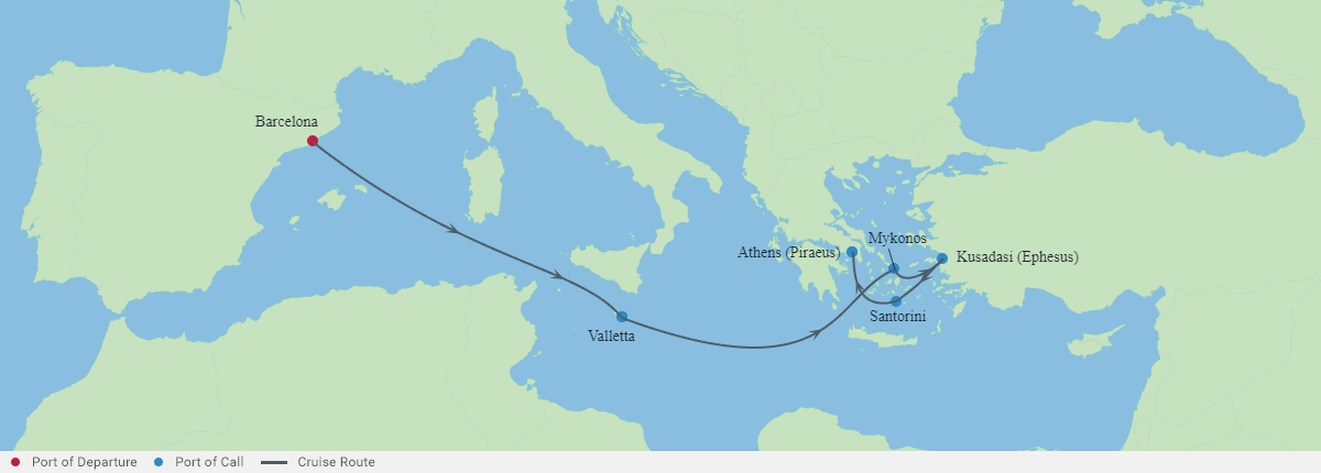 Itinerariu Croaziera Ins.Grecesti & Mediterana de Vest - Celebrity Cruises - Celebrity Ascent - 7 nopti