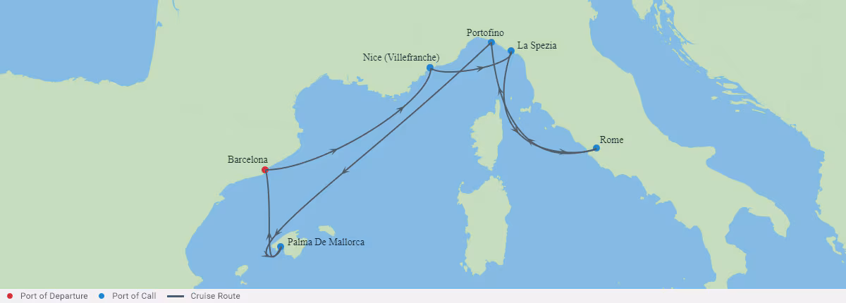 Itinerariu Croaziera Mediterana de Vest - Celebrity Cruises - Celebrity Ascent - 7 nopti