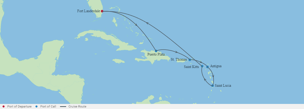 Itinerariu Croaziera Sudul Caraibelor - Celebrity Cruises - Celebrity Reflection - 9 nopti