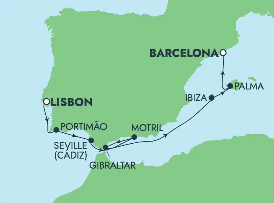 Itinerariu Croaziera Mediterana de Vest & Oc.Atlantic - Norwegian Cruise Line - Norwegian Dawn - 7 nopti