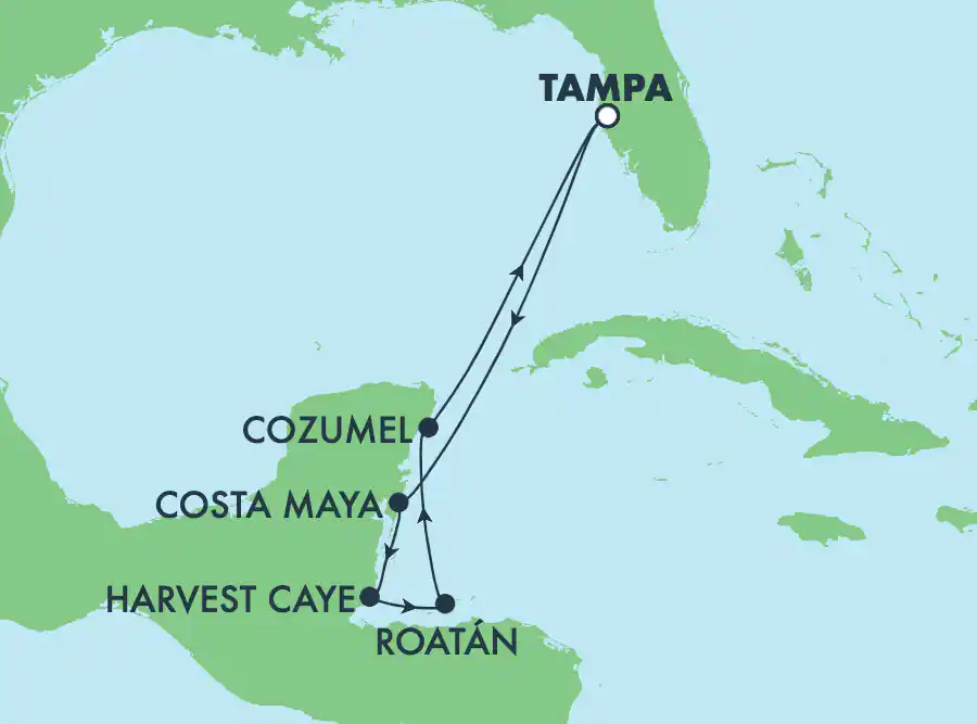 Itinerariu Croaziera Caraibe & Bahamas - Norwegian Cruise Line - Norwegian Dawn - 7 nopti