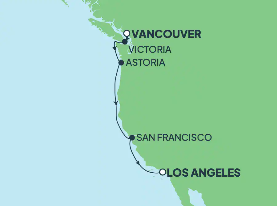 Itinerariu Croaziera Coasta Pacifica - Norwegian Cruise Line - Norwegian Encore - 6 nopti