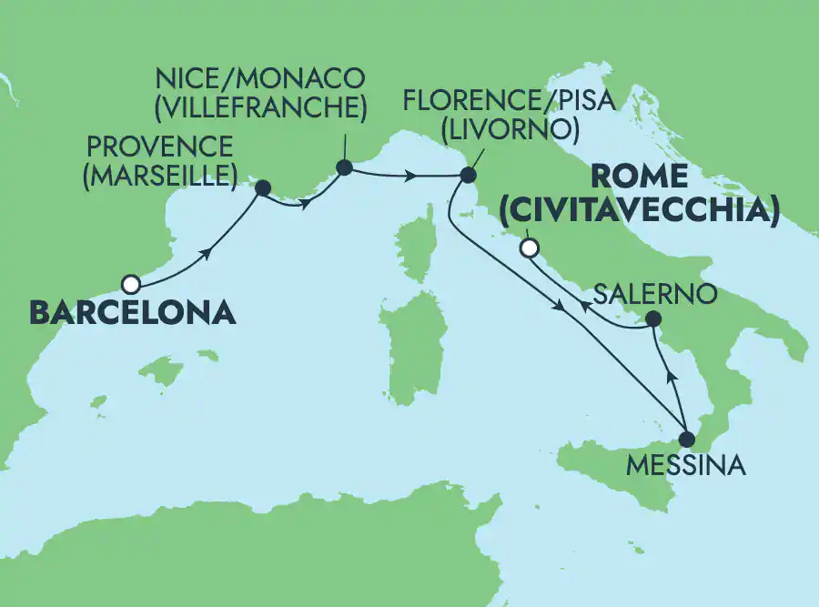 Itinerariu Croaziera Mediterana de Vest - Norwegian Cruise Line - Norwegian Epic - 7 nopti