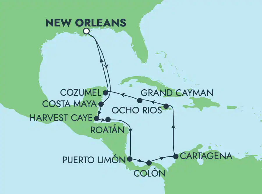 Itinerariu Croaziera Caraibe & Bahamas - Norwegian Cruise Line - Norwegian Escape - 14 nopti