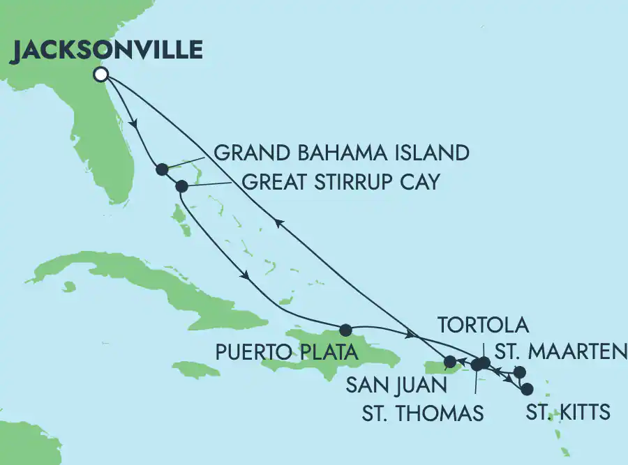 Itinerariu Croaziera Caraibe & Bahamas - Norwegian Cruise Line - Norwegian Gem - 12 nopti
