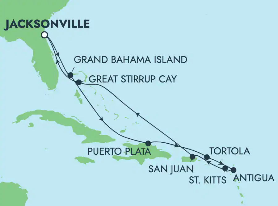 Itinerariu Croaziera Caraibe & Bahamas - Norwegian Cruise Line - Norwegian Gem - 11 nopti