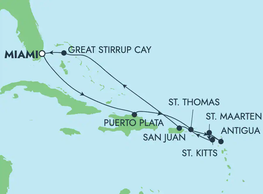 Itinerariu Croaziera Caraibe & Bahamas - Norwegian Cruise Line - Norwegian Getaway - 10 nopti