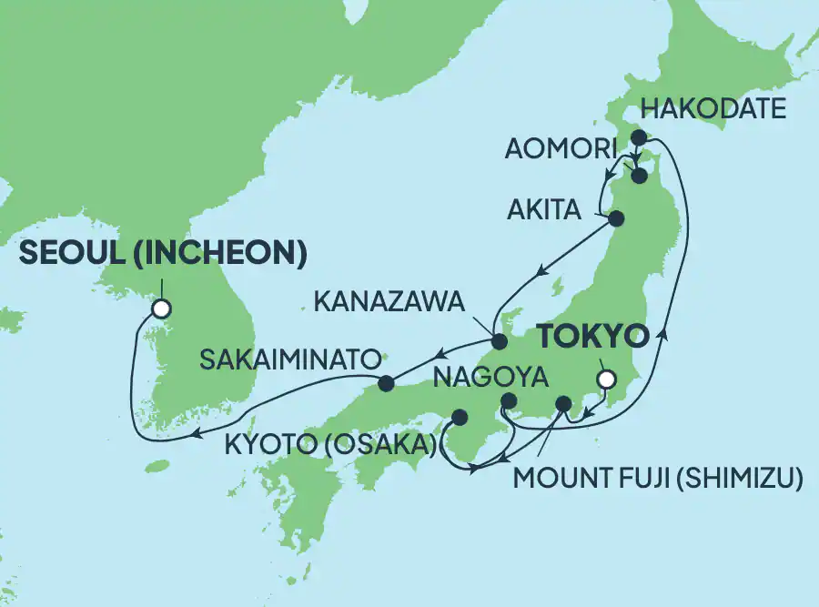 Itinerariu Croaziera Japonia - Norwegian Cruise Line - Norwegian Jade - 11 nopti