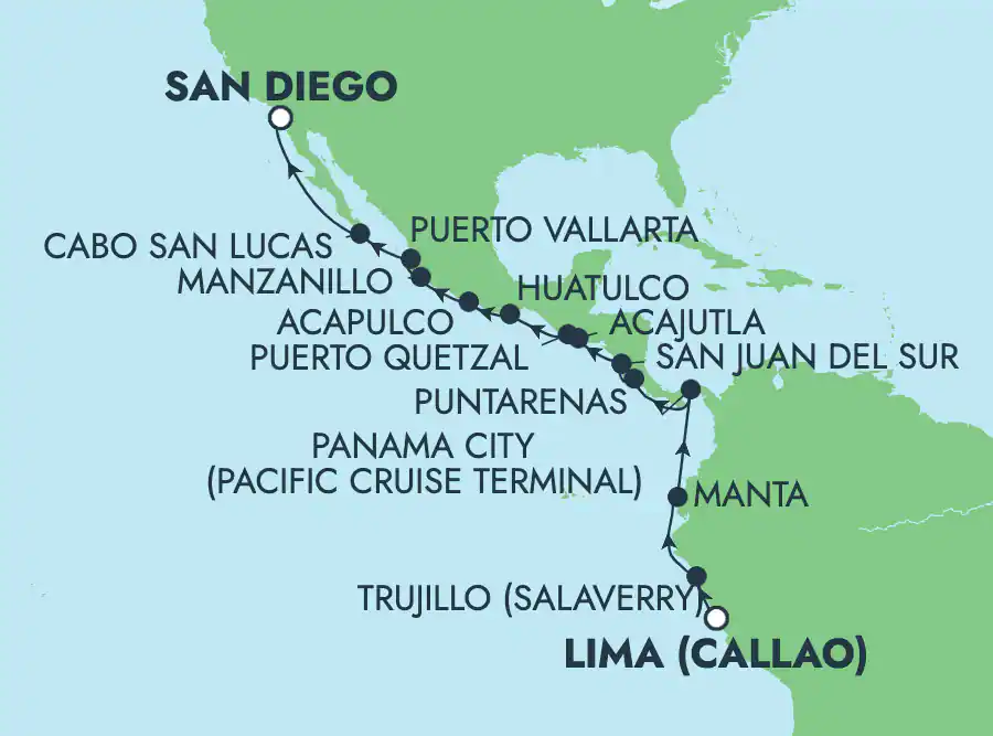 Itinerariu Croaziera America de Sud - Norwegian Cruise Line - Norwegian Jade - 17 nopti