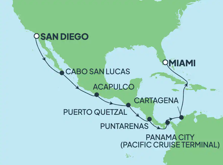 Itinerariu Croaziera Canalul Panama - Norwegian Cruise Line - Norwegian Jade - 15 nopti