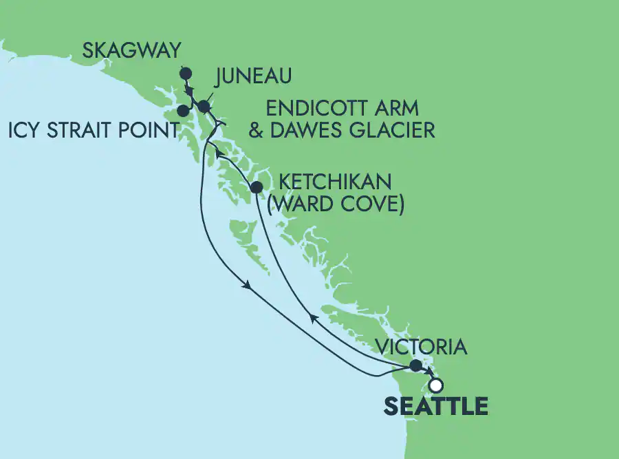 Itinerariu Croaziera Alaska - Norwegian Cruise Line - Norwegian Joy - 9 nopti