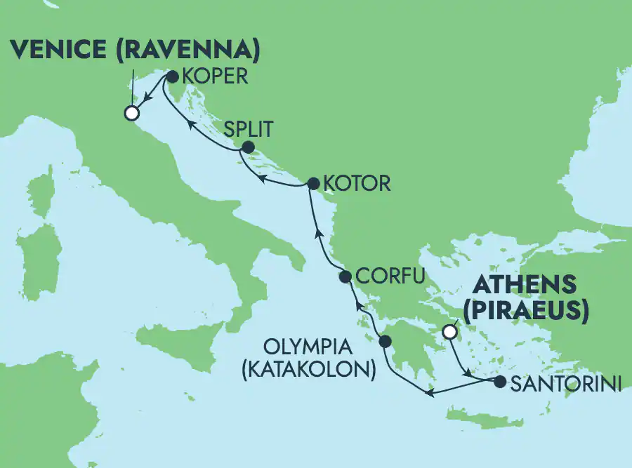 Itinerariu Croaziera Marea Adriatica - Norwegian Cruise Line - Norwegian Pearl - 7 nopti