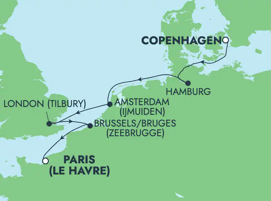 Itinerariu Croaziera Vestul Europei - Norwegian Cruise Line - Norwegian Sky - 7 nopti