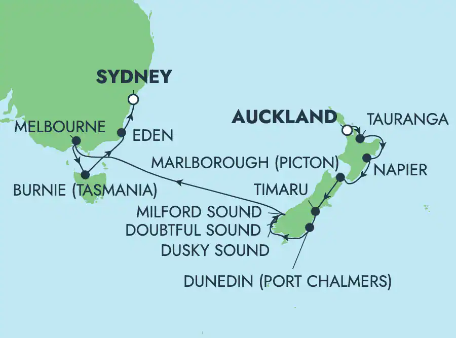 Itinerariu Croaziera Australia & Noua Zeelanda - Norwegian Cruise Line - Norwegian Spirit - 13 nopti