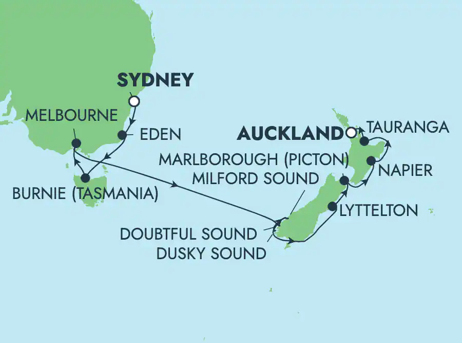 Itinerariu Croaziera Australia & Noua Zeelanda - Norwegian Cruise Line - Norwegian Spirit - 12 nopti