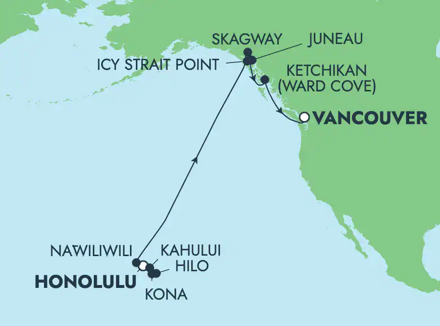 Itinerariu Croaziera Hawaii & Alaska - Norwegian Cruise Line - Norwegian Spirit - 16 nopti