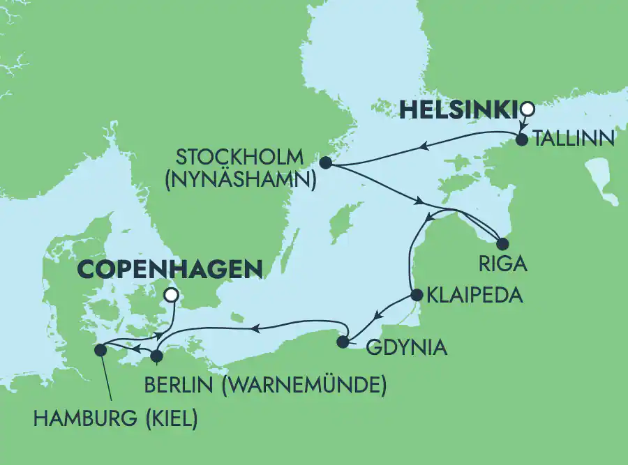 Itinerariu Croaziera Capitalele Baltice - Norwegian Cruise Line - Norwegian Sun - 9 nopti