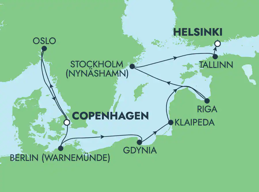 Itinerariu Croaziera Capitalele Baltice - Norwegian Cruise Line - Norwegian Sun - 9 nopti