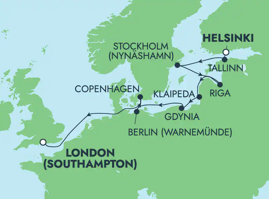 Itinerariu Croaziera Capitalele Baltice - Norwegian Cruise Line - Norwegian Sun - 10 nopti