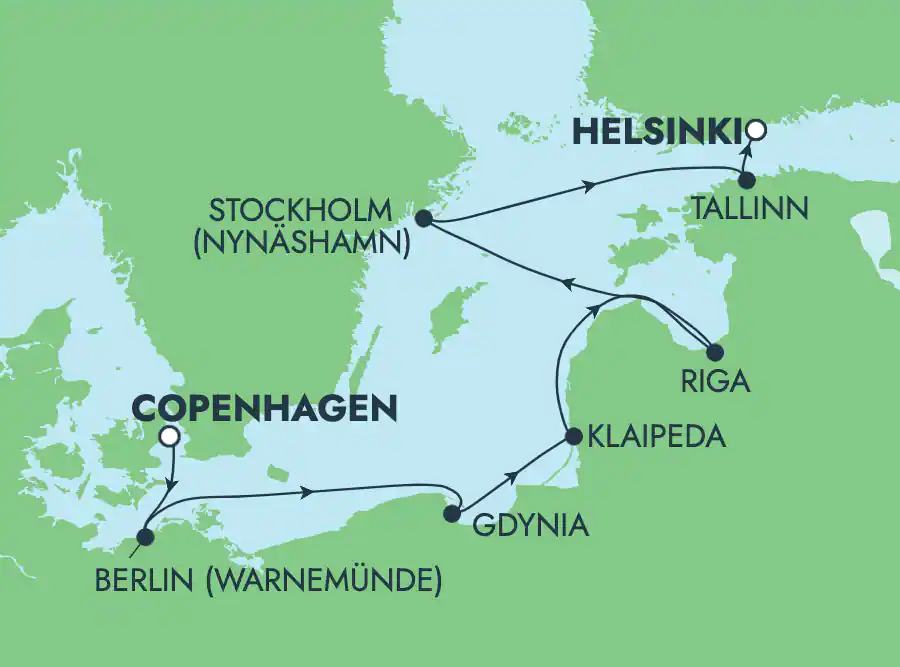 Itinerariu Croaziera Capitalele Baltice - Norwegian Cruise Line - Norwegian Sun - 7 nopti