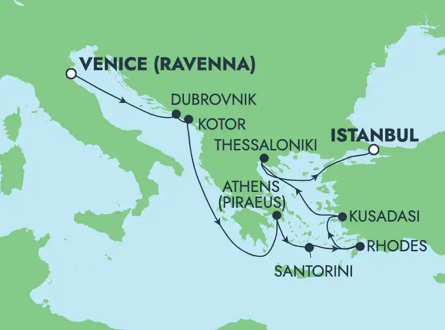 Itinerariu Croaziera Marea Adriatica & Insulele Grecesti - Norwegian Cruise Line - Norwegian Viva - 10 nopti