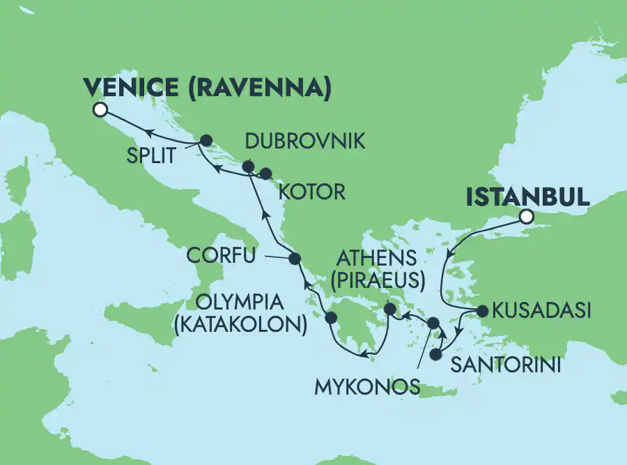 Itinerariu Croaziera Insulele Grecesti & Marea Adriatica - Norwegian Cruise Line - Norwegian Viva - 10 nopti