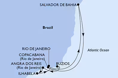 Itinerariu Croaziera Revelion in Brazilia - MSC Cruises - MSC Armonia - 8 nopti