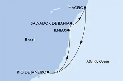 Itinerariu Croaziera Craciun in Brazilia - MSC Cruises - MSC Armonia - 7 nopti