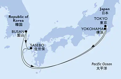 Itinerariu Croaziera Japonia & Coreea de Sud - MSC Cruises - MSC Bellissima - 5 nopti