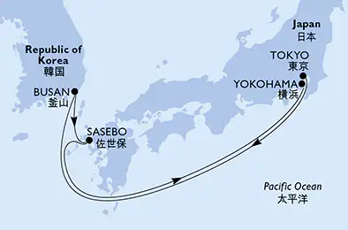 Itinerariu Croaziera Japonia & Coreea de Sud - MSC Cruises - MSC Bellissima - 5 nopti