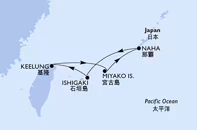 Itinerariu Croaziera Taiwan & Japonia - MSC Cruises - MSC Bellissima - 4 nopti