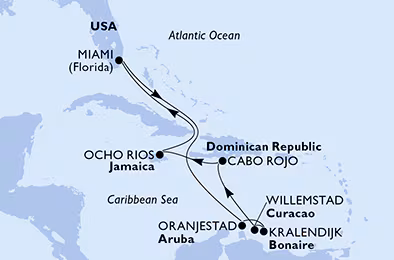 Itinerariu Croaziera Caraibe & Bahamas - MSC Cruises - MSC Divina - 10 nopti
