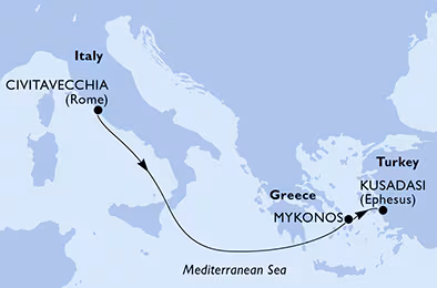 Itinerariu Croaziera Marea Mediterana - MSC Cruises - MSC Divina - 3 nopti
