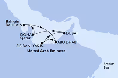 Itinerariu Croaziera Craciun & Revelion in Emiratele Arabe Unite - MSC Cruises - MSC Euribia - 7 nopti