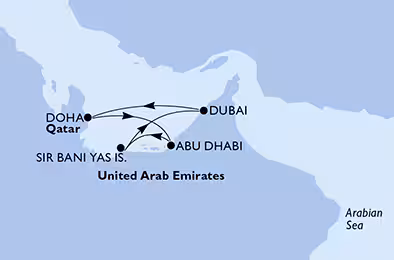 Itinerariu Croaziera Emiratele Arabe Unite - MSC Cruises - MSC Euribia - 7 nopti