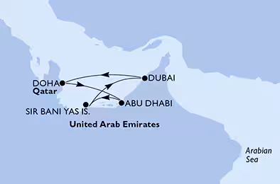 Itinerariu Croaziera Emiratele Arabe Unite - MSC Cruises - MSC Euribia - 5 nopti