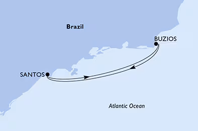 Itinerariu Croaziera Brazilia - MSC Cruises - MSC Lirica - 3 nopti