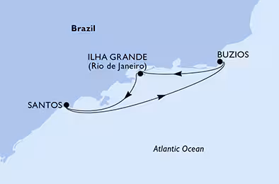 Itinerariu Croaziera Brazilia - MSC Cruises - MSC Lirica - 4 nopti