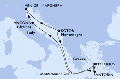 Itinerariu Croaziera Marea Adriatica - MSC Cruises - MSC Lirica - 7 nopti
