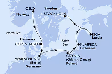 Itinerariu Croaziera Tarile Nordice - MSC Cruises - MSC Magnifica - 6 nopti