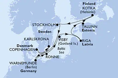 Itinerariu Croaziera Tarile Nordice - MSC Cruises - MSC Magnifica - 11 nopti