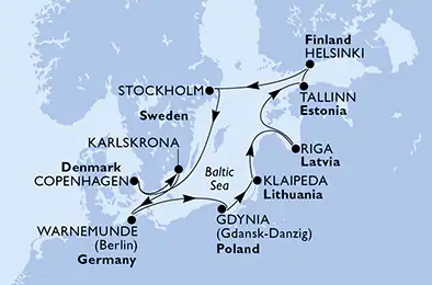 Itinerariu Croaziera Tarile Nordice - MSC Cruises - MSC Magnifica - 11 nopti